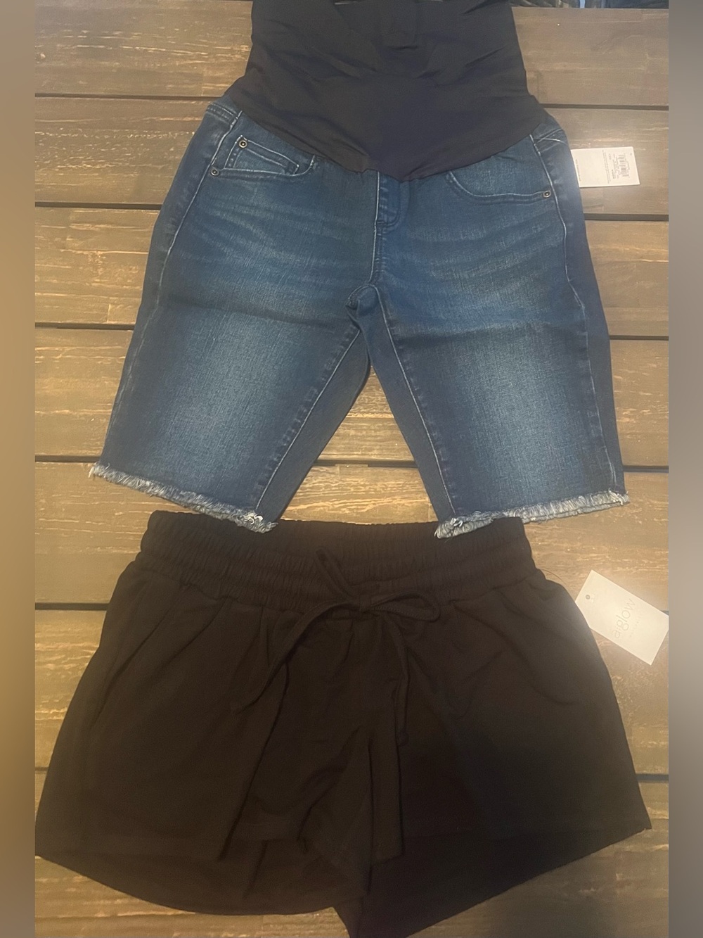 Maternity Dark Denim Bermuda Black Lounge Shorts Lot Size 2 Small New